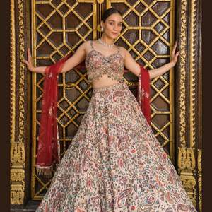 Beau Style Ethnique Multicolore Lehenga Lourd Zardozi Fil Sequin Travail Choli Contraste Amélioré Dupatta Inde Prix De Gros - Product Image 1