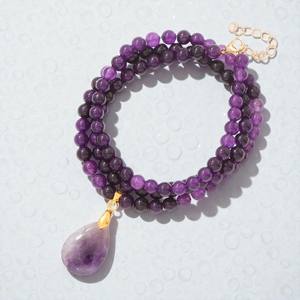 Collier en pierres précieuses d'améthyste naturelle avec pendentif en forme de larme - Chaînes de pierres semi-précieuses en gros - Product Image 1