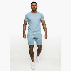 Conjunto de Camiseta y Pantalones Cortos para Hombre de Alta Calidad, Transpirable, con Forro Polar, Estampado Animal, Logotipo Personalizado, Mezcla de Algodón, para Verano - Product Image 3