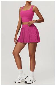 Jupe de tennis et de golf à taille haute de couleur unie 2 en 1 avec poche Short de sport décontracté pour femme Short de course et de pickleball Short intérieur - Product Image 3