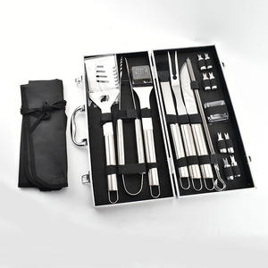 Juego de herramientas de cocina portátil para barbacoa al aire libre, 19 Uds., parrilla de barbacoa de acero inoxidable con caja de aluminio y delantal para asar a la parrilla - Product Image 6