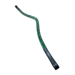 Diadema de Cuero Personalizable de Lujo con Cristales Verde Esmeralda y Diseño Curvo para Caballo, Accesorio de Brida Inglesa OEM - Product Image 1