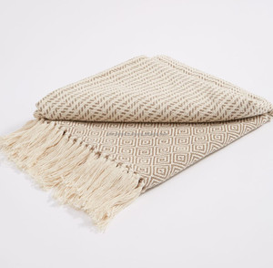 ผ้าห่มผ้าคอตตอนผ้าถักสไตล์แจ็คการ์ดและปักลายโซฟาหรูหราสีขาว - Product Image 5