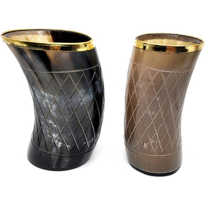 Verres en métal de gobelet de corne naturelle de buffle personnalisé de haute qualité pour le vin pour les fêtes - Product Image 4