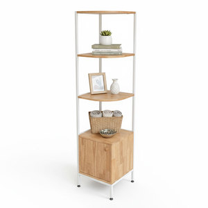 Étagère d'angle murale en bois naturel KGT68017 avec tiroirs à cadre en fer, type support, pour la maison, le salon, la salle de bain, la cuisine, le rangement de bijoux - Product Image 2