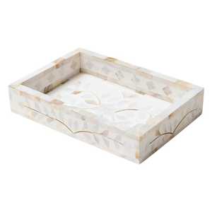 Personnalisé de haute qualité fabriqué à la main en bois naturel Floral vadrouille os plateau de service maison inspiré Art indien perle en résine - Product Image 1