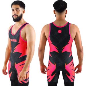 Singulet de lutte avec sublimation de logo personnalisé avec uniforme de lutte tricoté de grande taille et lavé - Product Image 1