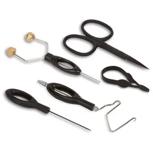 Le kit d'outils de montage de mouches de la meilleure qualité 5 pièces comprend des outils de montage de mouches en céramique de couleur personnalisée en acier inoxydable accessoires de pêche