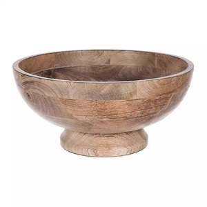 Ensaladera de madera de mango, diseño de acabado natural, nuevo cuenco para servir, forma redonda, venta al por mayor, ensaladera elegante - Product Image 1