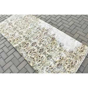 Tapis vintage, tapis de 3,4 x 7,3 pieds, tapis persan blanc - Product Image 4