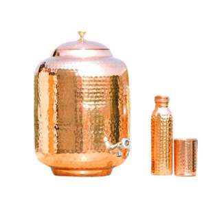 Recipiente de almacenamiento en cobre sólido con forma redonda martillada, perfecto para una elegante organización de cocina y exhibición decorativa - Product Image 1