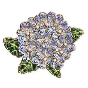 แผ่นรองแก้วลายดอกไม้ประดับลูกปัดทำมือ ดีไซน์หรูหรา สีม่วงไฮเดรนเยีย สำหรับตกแต่งบ้านและโต๊ะอาหาร - Product Image 2