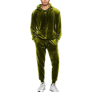 Men's Fashion Athletic <b>Sweat</b> <b>Suits</b> 2-Piece Set Full Zip Hoodie Jogger Sweatpants Velour Tracksuit for Winter - Product Image 3