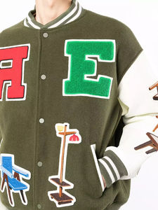 Veste universitaire personnalisée en chenille avec broderie en cuir et manches pour hommes, bombardier d'extérieur pour femmes - Product Image 4