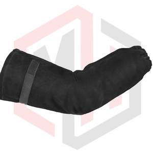 Guantes de seguridad para el trabajo de soldadura de cuero negro Protección de brazo resistente al calor y al fuego para jardinería - Product Image 3