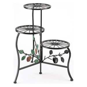 Soporte de hierro forjado negro, maceta decorativa de 2 niveles, soporte para macetas, decoración interior para el hogar, soporte para macetas de lujo - Product Image 2