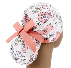 Bonnet de travail chirurgical pour femmes, bonnets de travail avec bouton, bandeau anti-transpiration, doublure en satin, bonnets de travail pour infirmières avec queue de cheval pour femmes - Product Image 4
