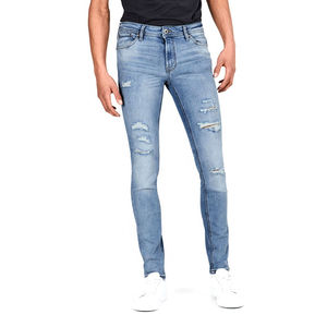 Jeans pour hommes de conception haut de gamme, jeans droits pour hommes, jeans en denim élégants, vêtements de rue pour hommes, respirants, lavés, coupe ajustée, extensibles - Product Image 4