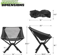 Chaise de camping pliante moderne, légère et portable, avec structure compacte en acier inoxydable, montage facile, supporte 250 lb, pour adultes, voyages en plein air