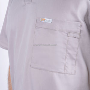 Top de hombre de tela de sarga de cuatro bolsillos de calidad al por mayor de Vietnam Poly Spandex para hospitales médicos - Product Image 4