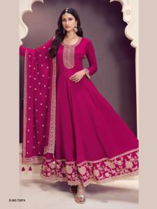 Precioso y hermoso diseñador Chinon con bordado Fabricante de trajes de trabajo de Surat a la tarifa más baja - Product Image 6