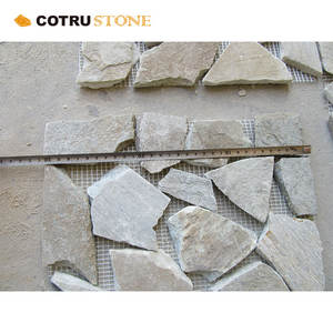 Pietra di quarzite naturale Beige verde naturale Modulare irregolare pannelli a mosaico in <span class=keywords><strong>ardesia</strong></span> levigata personalizzati per il pavimento interno esterno del giardino - Product Image 6