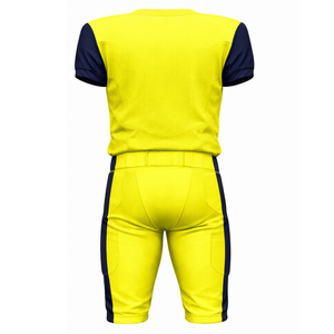 Uniforme de Fútbol Americano Amarillo Brillante y Azul Marino, Jersey de Rendimiento Personalizado con Mangas en Contraste y Pantalones de Juego Acolchados - Product Image 2