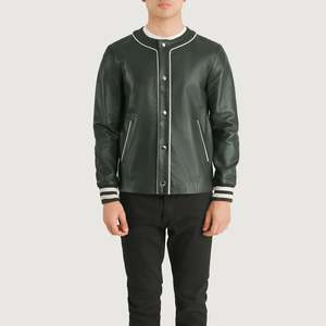 Willis Genuine <b>Sheepskin</b> Leather Varsity <b>Jacket</b> Casual Style with Zippered Closure Reversible Size XS for Autumn - Product Image 4