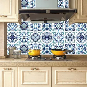 Moroccan Self-Adhesive 10pcs Blue White <b>Wall</b> <b>Stickers</b> for Bathroom Kitchen & Stairs Enhanced Design for Home <b>Decor</b> - Product Image 1