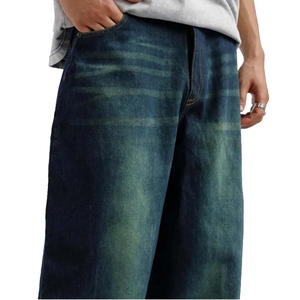 Men's Plus Size Comfortable Loose Fit Baggy Jeans Straight Print Design Streetwear Fashion Casual Denim Pants Zipper - Product Image 4