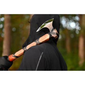 Hacha de Acero al Carbono Burraq Personalizada de 19.5 Pulgadas, Hachas Tomahawk con Mango de Madera de Palisandro, Funda de Cuero, para Campamento, Bricolaje, Grado Industrial, para Exteriores - Product Image 6
