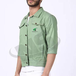 Veste en jean à logo personnalisé pour hommes veste en jean en coton de couleur unie mode de rue OEM vente directe d'usine - Product Image 2