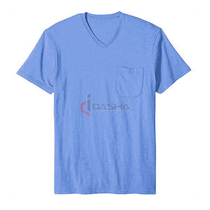 2025 T-Shirt en coton surdimensionné unisexe de haute qualité col en V avec poche poitrine couleur unie Logo personnalisé grande taille coupe décontractée - Product Image 3
