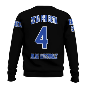 Sudadera Azul con Cuello Redondo Bordada de la Hermandad Zeta Phi Beta para Mujer, Ropa Griega de 1920 - Product Image 2