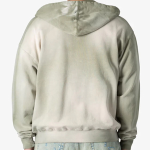 Sweat à capuche zippé oversize USAZE SPORTS en molleton de coton/polyester, couleur unie, style vintage, poids lourd 340g, respirant, pour homme - Vente en gros - Product Image 3