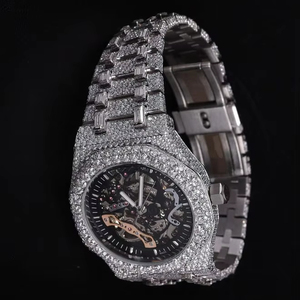 Cao cấp Bộ xương tự động phong trào thép không gỉ Vòng đeo tay đồng hồ sang trọng Analog quay số Đồng hồ đá vvs thời trang đơn giản - Product Image 3