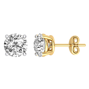 Divya Creations - Elegantes Pendientes de Oro Blanco Macizo de 10K con Diseño Indio, Claridad VS1, Corte Brillante Clásico, 4 Quilates, Cultivados en Laboratorio - Product Image 1