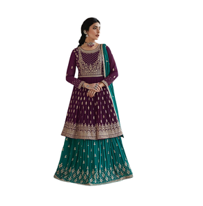 Venta caliente tradicional étnico indio paquistaní Lehenga & Dupatta Set Georgette con bordado trabajo completo costura fiesta desgaste - Product Image 1