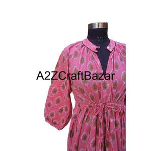 Robe mi-longue florale vintage coréenne Himanshi, coton écologique respirant, coupe confortable, facile à assortir, à porter au quotidien, différentes tailles - Product Image 4