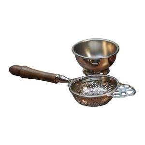 Silver Matte Finished Brass Tea Strainer Set of 2 with Wooden Holder Elegant Loose Leaf <b>Infuser</b> Perfect for Daily Use & Gifting - Product Image 2