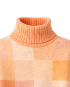 Suéter de Punto a Cuadros con Cuello Alto para Mujer, Personalizado, Premium, Suave, Cálido, Informal, para Invierno, Color Durazno Naranja - Product Image 5