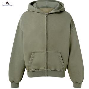 Sudadera con capucha con cremallera de diseñador de gran tamaño y liso de alta calidad de algodón grueso y pesado 100% para hombre OEM con logotipo personalizado - Product Image 1