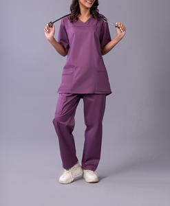 Ensemble de blouses chirurgicales unisexes à manches courtes en denim à séchage rapide avec logo personnalisé pour hôpitaux, infirmières et médecins - Product Image 6