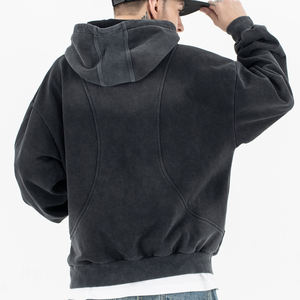 Sweat-shirt à capuche surdimensionné rétro en coton lourd 400 GSM à épaules tombantes vintage personnalisé 2025 pour homme - Product Image 4