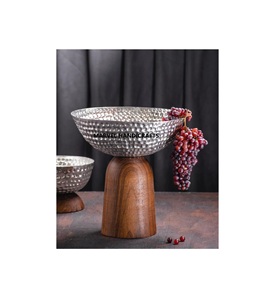 NOUVELLE TENDANCE PLATEAU DE SERVICE BOIS AVEC MÉTAL ARTISANAT DATE DE SERVICE HALWA CAKE EID RAMADAN CADEAU VAISSELLE PLATS DE SERVICE BOL DE SERVICE - Product Image 1