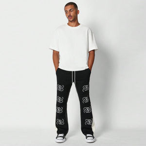 Dernier modèle de pantalon de jogging décontracté en molleton de coton pour hommes Pantalon de survêtement baggy droit évasé à jambe large Pantalon streetwear ample - Product Image 2