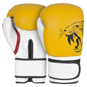 Luvas de boxe de couro real profissional da impressão do logotipo personalizado.
