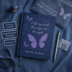 Diario di preghiera LABON celeste farfalla alzo le mie parole come ali nel diario cristiano viola taccuino devozionale notte - Product Image 4