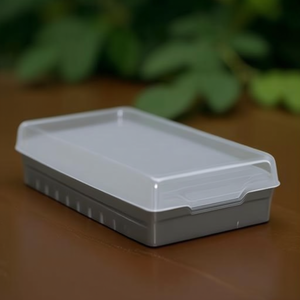 Polypropylene Card Box for DIN A8 Cards 500 Cards 9.7 X 6.7 X 19.1 cm <b>Grey</b> Translucent 5 Support Plates HAN CROCO - Product Image 3