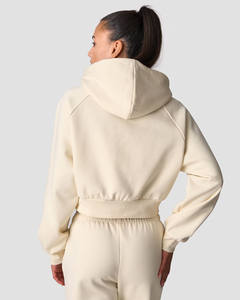 Sudadera con capucha recortada diaria con hombros caídos para mujer, antiarrugas, transpirable, 100% algodón, frente a la calle, personalizado - Product Image 2